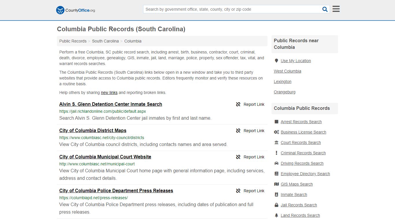 Public Records - Columbia, SC (Business, Criminal, GIS ...